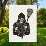 Lacrosse Skull Print Garden Flag