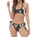 Lacrosse Skull Print Halter Scoop Tie Side Bikini