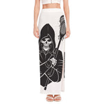 Lacrosse Skull Print High Slit Maxi Skirt