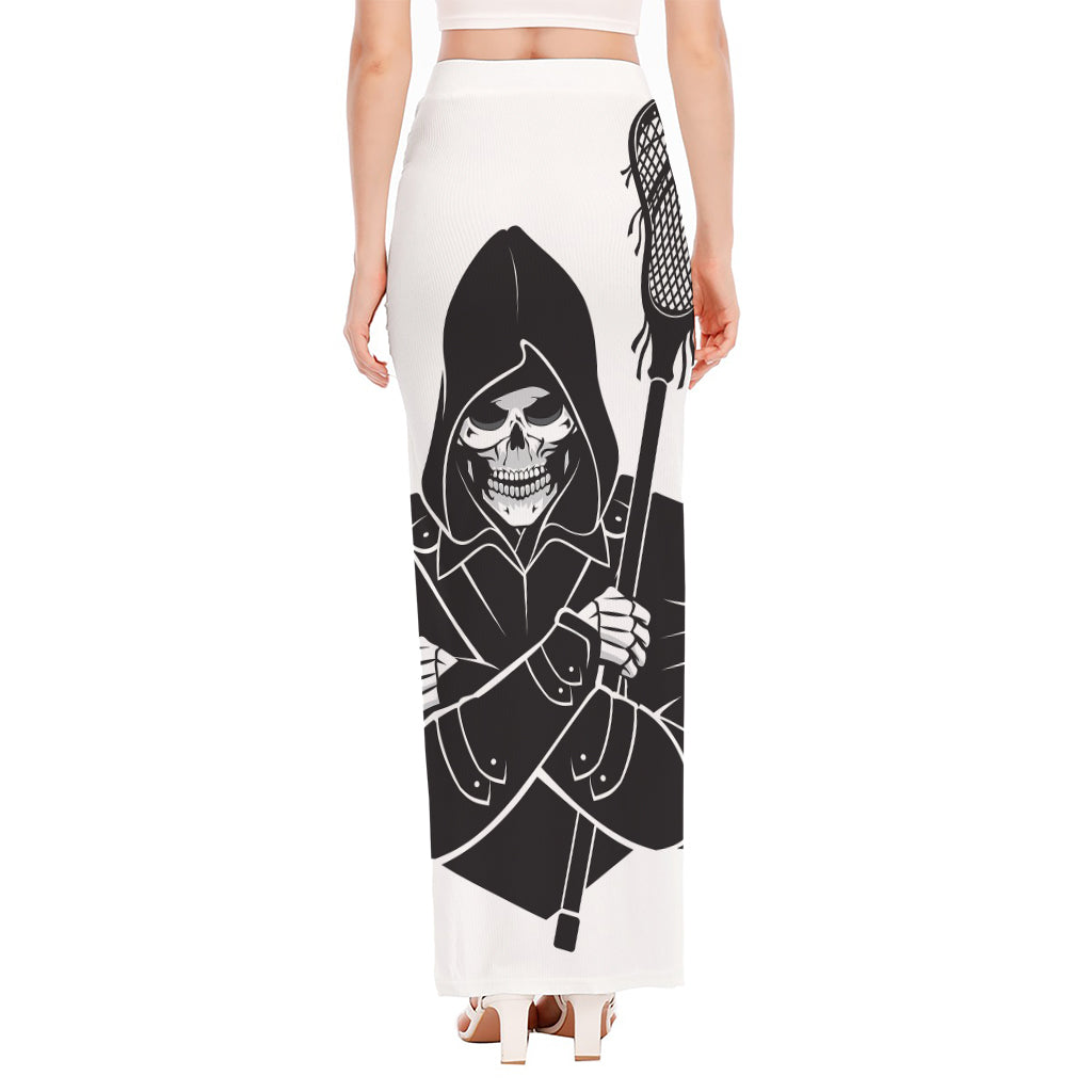 Lacrosse Skull Print High Slit Maxi Skirt