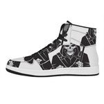 Lacrosse Skull Print High Top Leather Sneakers