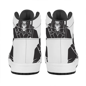 Lacrosse Skull Print High Top Leather Sneakers