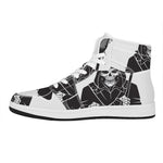 Lacrosse Skull Print High Top Leather Sneakers