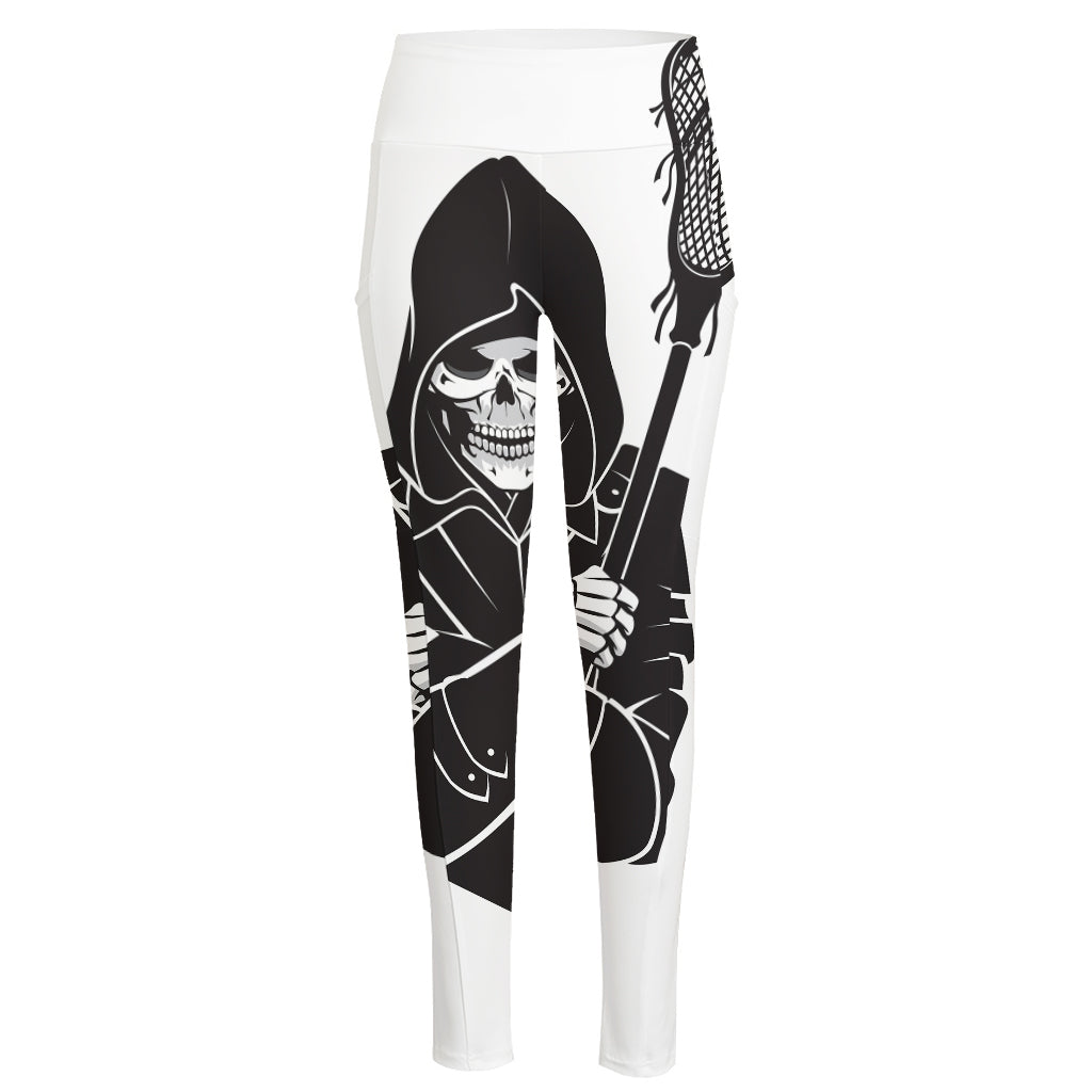 Lacrosse Skull Print High-Waisted Pocket Leggings