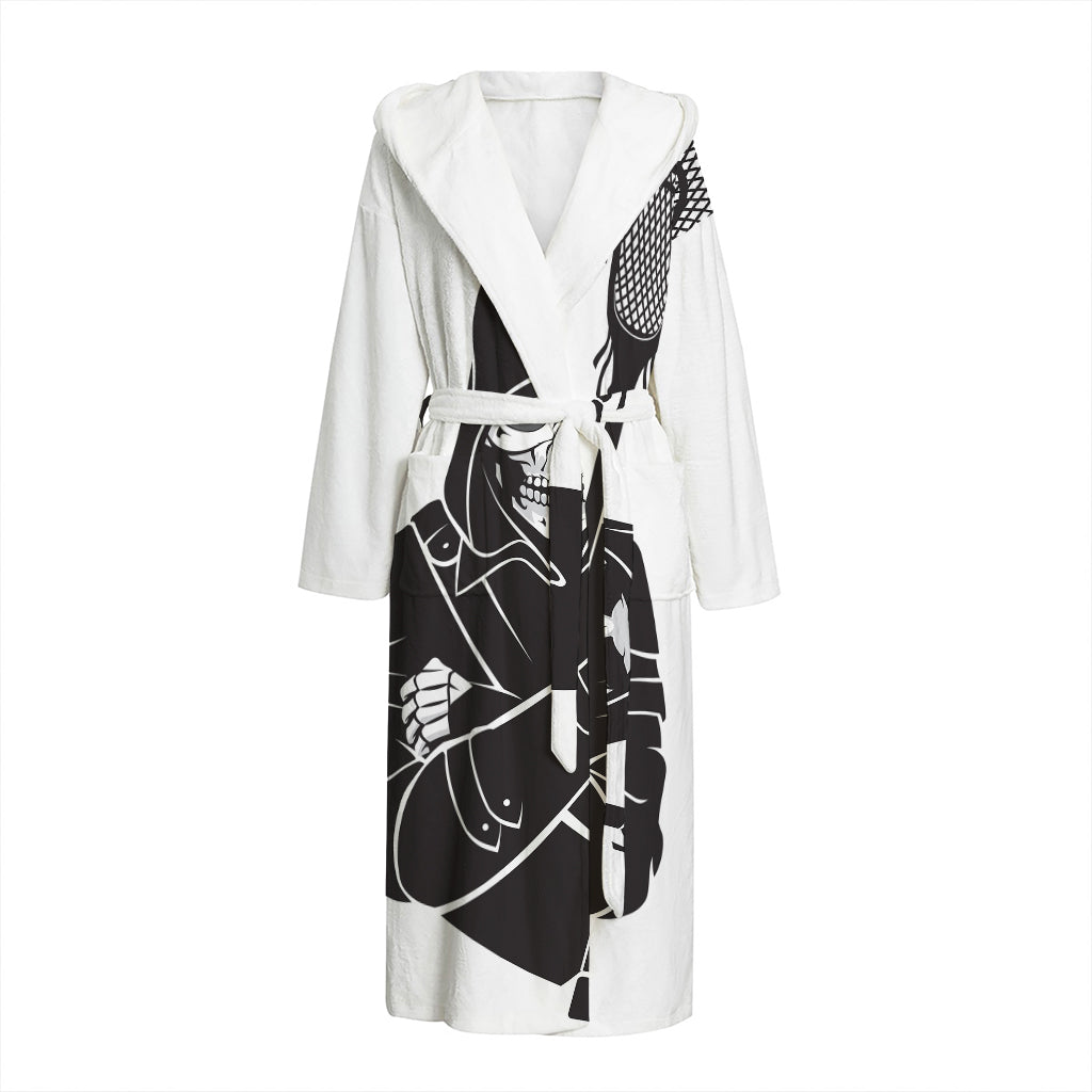 Lacrosse Skull Print Hooded Bathrobe