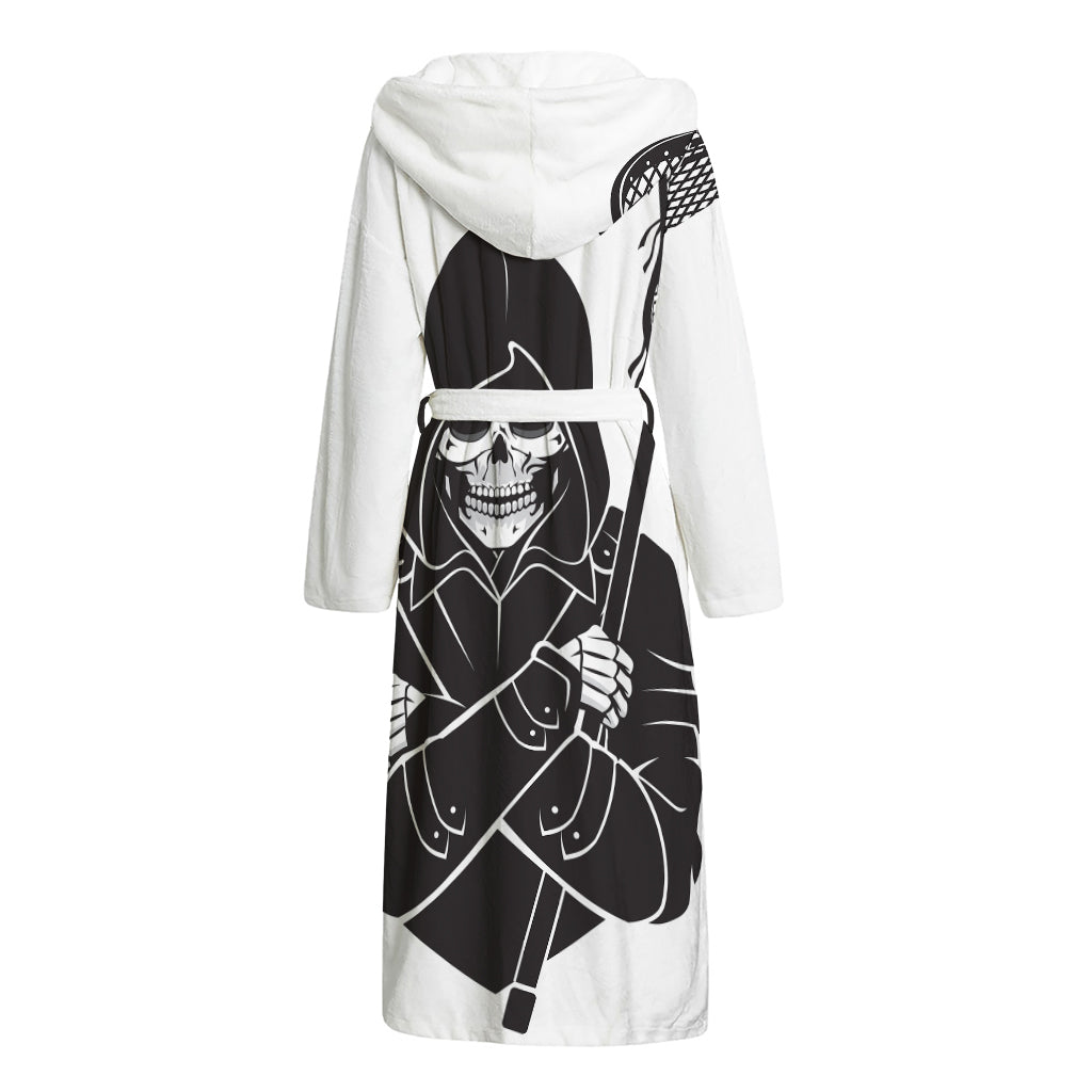 Lacrosse Skull Print Hooded Bathrobe