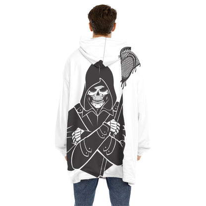Lacrosse Skull Print Hoodie Blanket