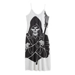 Lacrosse Skull Print Jersey Midi Cami Dress