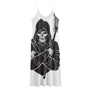 Lacrosse Skull Print Jersey Midi Cami Dress