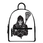 Lacrosse Skull Print Leather Backpack
