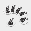 Lacrosse Skull Print Leather Coaster Set