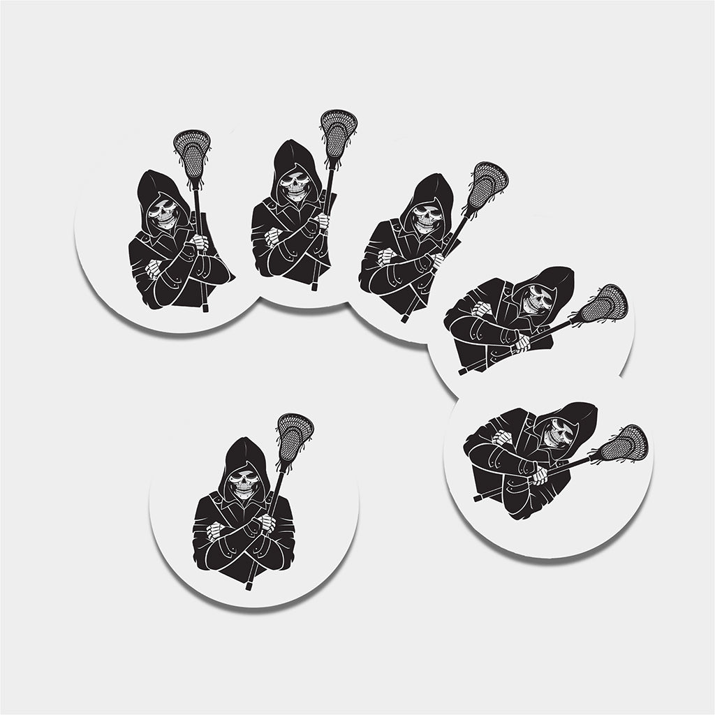 Lacrosse Skull Print Leather Coaster Set