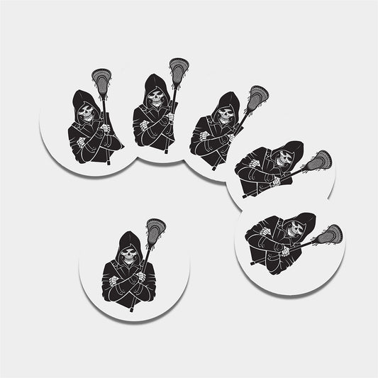 Lacrosse Skull Print Leather Coaster Set