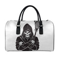 Lacrosse Skull Print Leather Duffel Bag
