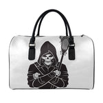 Lacrosse Skull Print Leather Duffle Bag