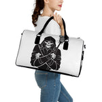 Lacrosse Skull Print Leather Duffle Bag