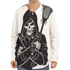 Lacrosse Skull Print Long Sleeve Baseball Jersey