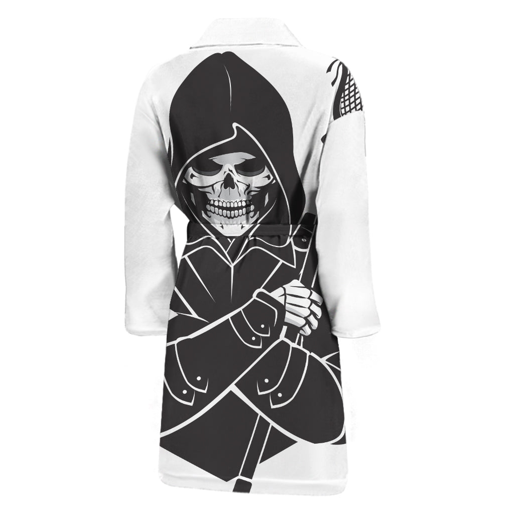 Lacrosse Skull Print Men's Bathrobe