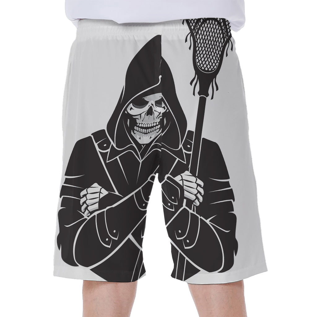Lacrosse Skull Print Men's Beach Shorts