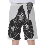 Lacrosse Skull Print Men's Beach Shorts
