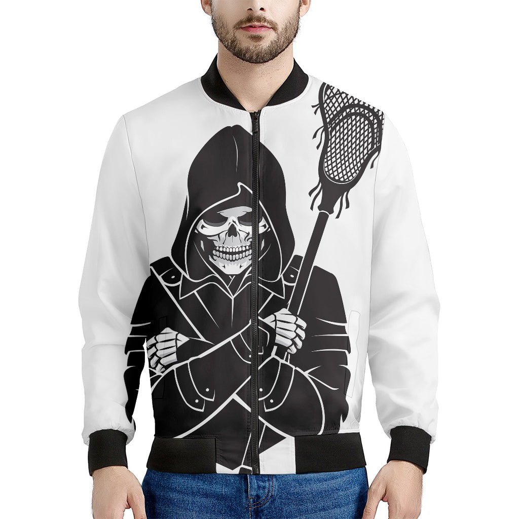 Lacrosse Skull Print Men's Bomber Jacket