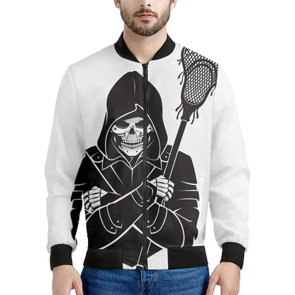 Lacrosse Skull Print Men's Bomber Jacket