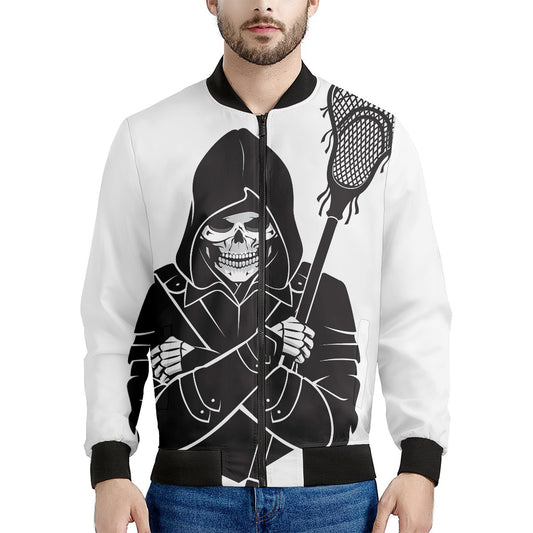 Lacrosse Skull Print Men's Bomber Jacket