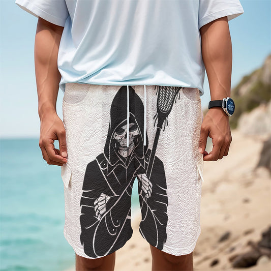 Lacrosse Skull Print Men's Cargo Shorts