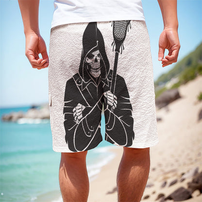 Lacrosse Skull Print Men's Cargo Shorts