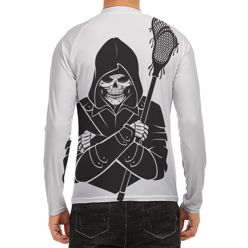Lacrosse Skull Print Men's Long Sleeve Rash Guard