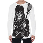 Lacrosse Skull Print Men's Long Sleeve T-Shirt