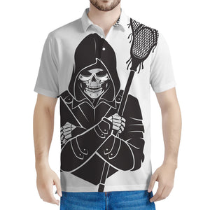 Lacrosse Skull Print Men's Polo Shirt