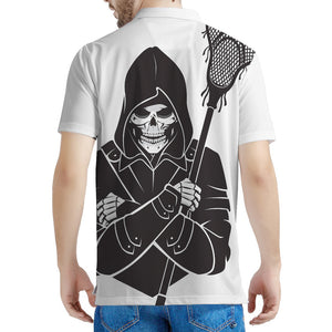 Lacrosse Skull Print Men's Polo Shirt