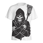 Lacrosse Skull Print Men's Sports T-Shirt