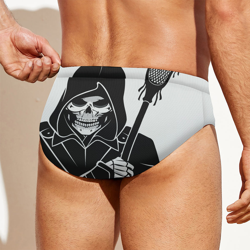 Lacrosse Skull Print Men's Swim Briefs