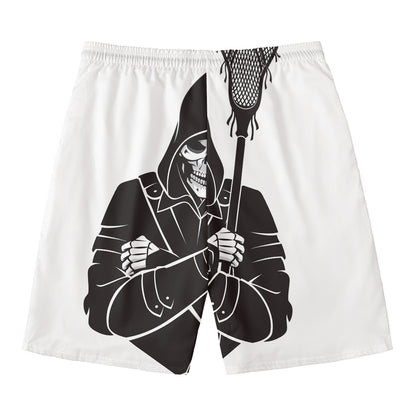 Lacrosse Skull Print Men's Swim Trunks