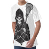 Lacrosse Skull Print Men's Velvet T-Shirt