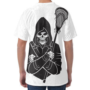 Lacrosse Skull Print Men's Velvet T-Shirt