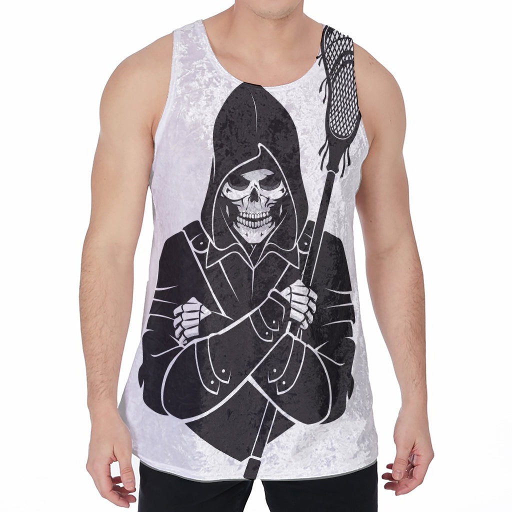 Lacrosse Skull Print Men's Velvet Tank Top