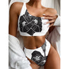 Lacrosse Skull Print One Shoulder Bikini Top