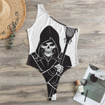 Lacrosse Skull Print One Shoulder Bodysuit