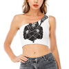 Lacrosse Skull Print One Shoulder Crop Top