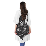 Lacrosse Skull Print Open Front Beach Cover Up