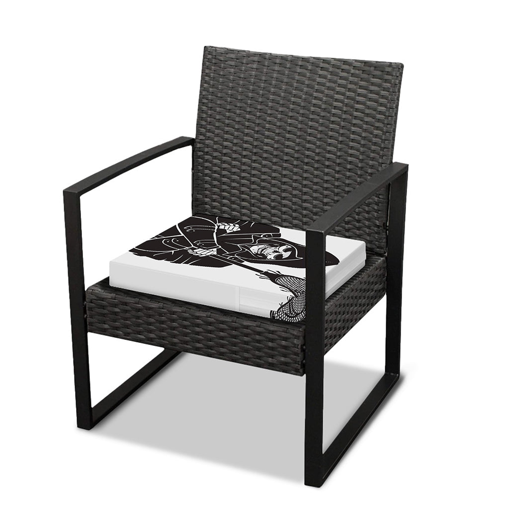 Lacrosse Skull Print Outdoor Seat Cushion Cover