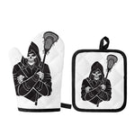 Lacrosse Skull Print Oven Mitt And Pot Holder Set