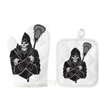 Lacrosse Skull Print Oven Mitt And Pot Holder Set