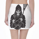 Lacrosse Skull Print Pencil Mini Skirt