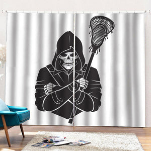 Lacrosse Skull Print Pencil Pleat Curtains