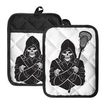 Lacrosse Skull Print Pot Holders With Pocket