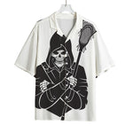 Lacrosse Skull Print Rayon Hawaiian Shirt